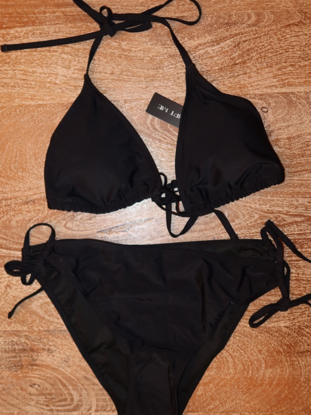 Women Black Halter Bikini Size L NWT